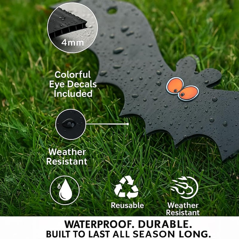 VictoryStore Outdoor Hanging Bat Halloween Yard Decorations  Set of 12 - Waterproof Plastic Hanging Halloween Decorations  Made in USA - Image 2